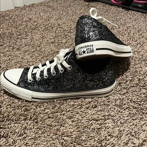 Converse Black Glitter Sneakers
